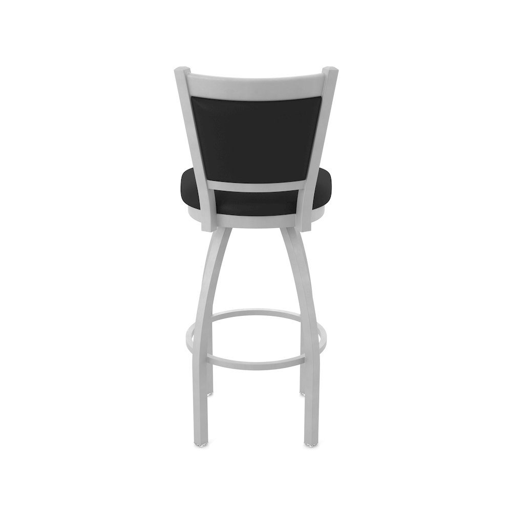 Swivel Counter Stool with Anodized Nickel Finish and Black Vinyl Seat and Back. Picture 6
