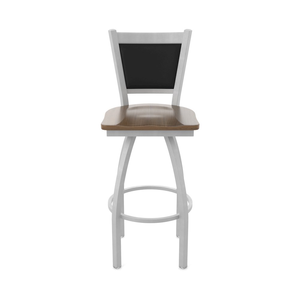 Swivel Counter Stool with Anodized Nickel Finish and Dark Maple Seat. Picture 5
