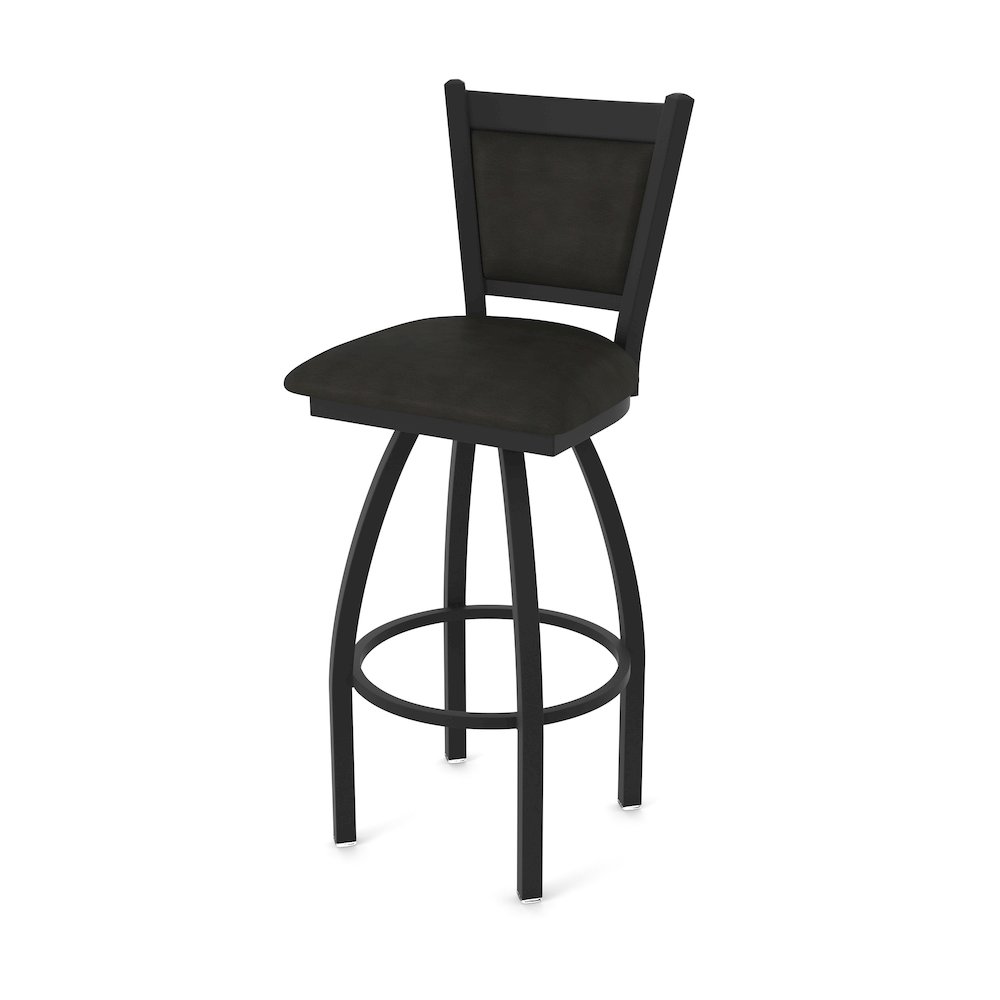 Swivel Counter Stool with Black Wrinkle Finish and Canter Espresso Seat and Back. Picture 1