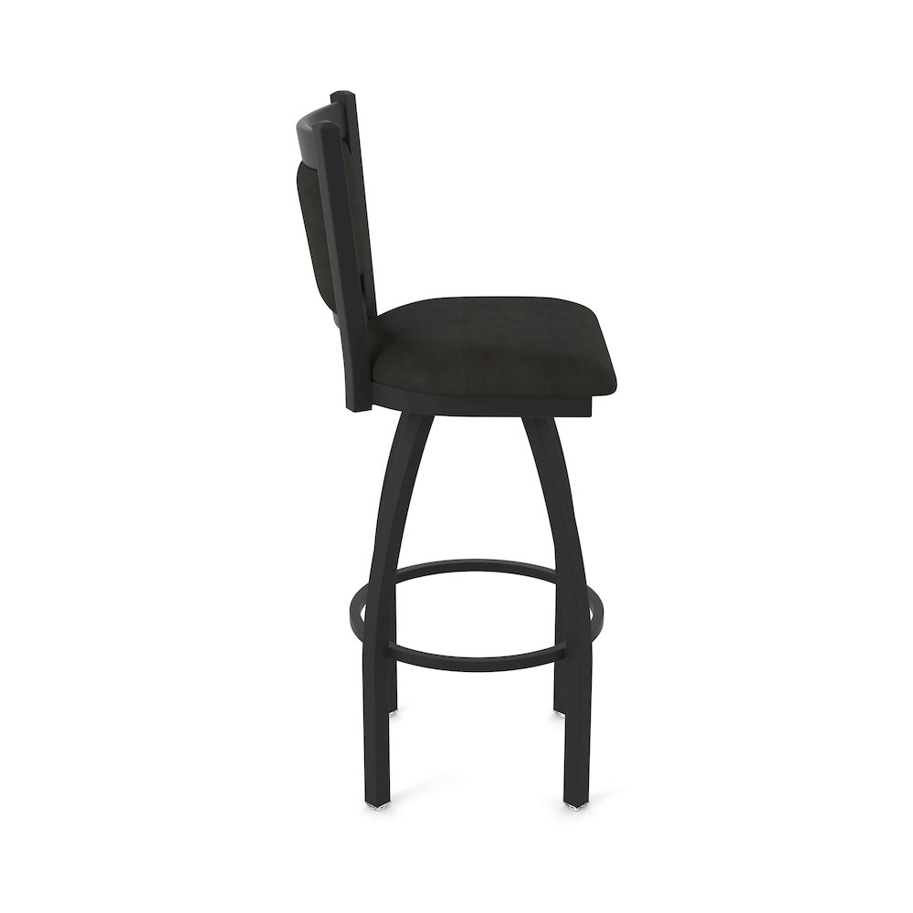 Swivel Counter Stool with Black Wrinkle Finish and Canter Espresso Seat and Back. Picture 4