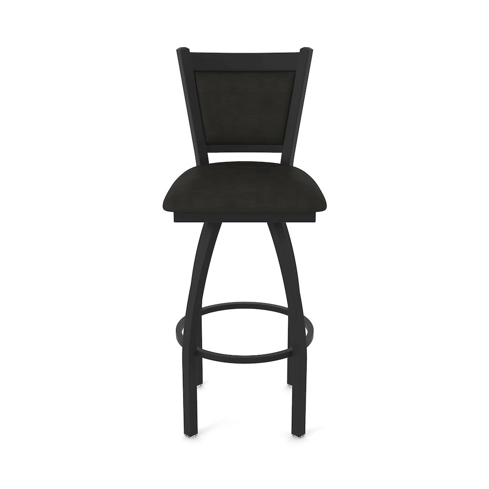 Swivel Counter Stool with Black Wrinkle Finish and Canter Espresso Seat and Back. Picture 5