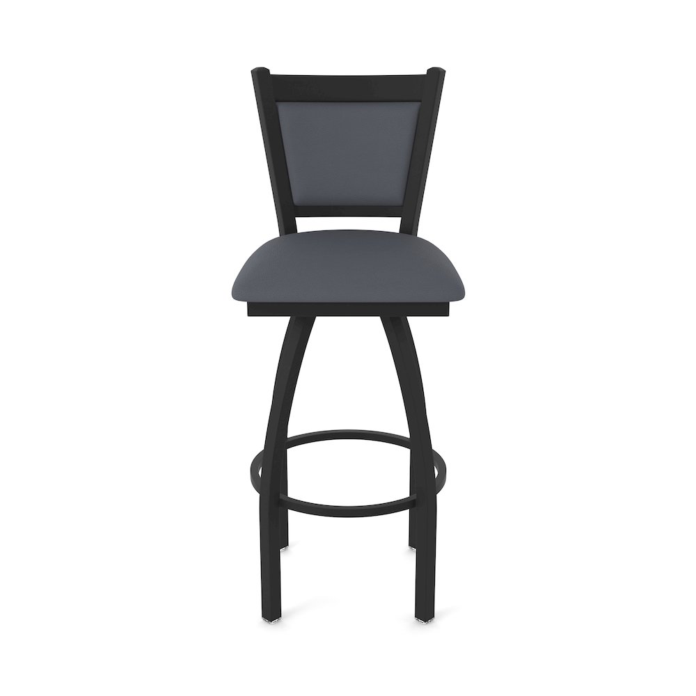 Swivel Counter Stool with Black Wrinkle Finish and Canter Storm Seat and Back. Picture 5