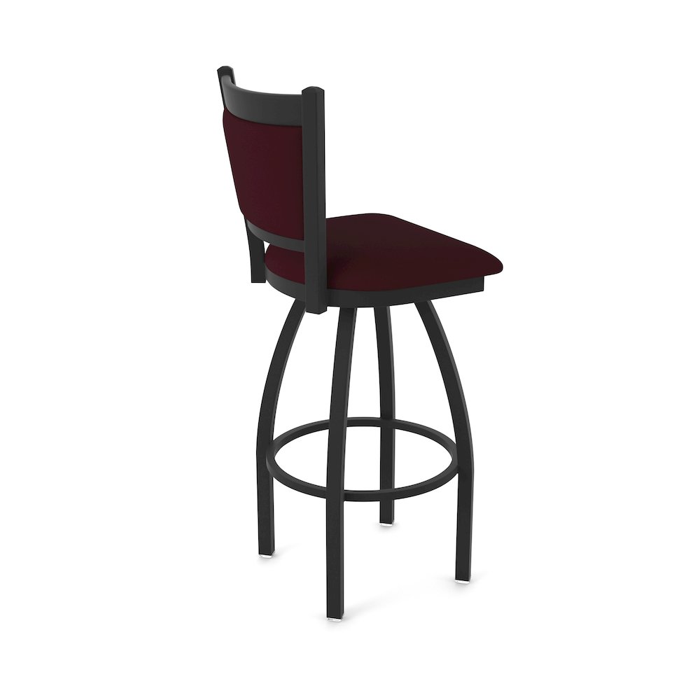 Swivel Counter Stool with Black Wrinkle Finish and Canter Bordeaux Seat and Back. Picture 2