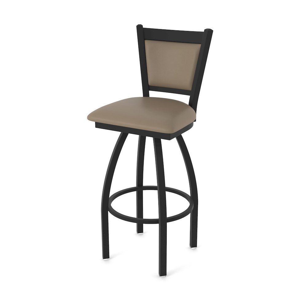 Swivel Counter Stool with Black Wrinkle Finish and Canter Earth Seat and Back. Picture 1