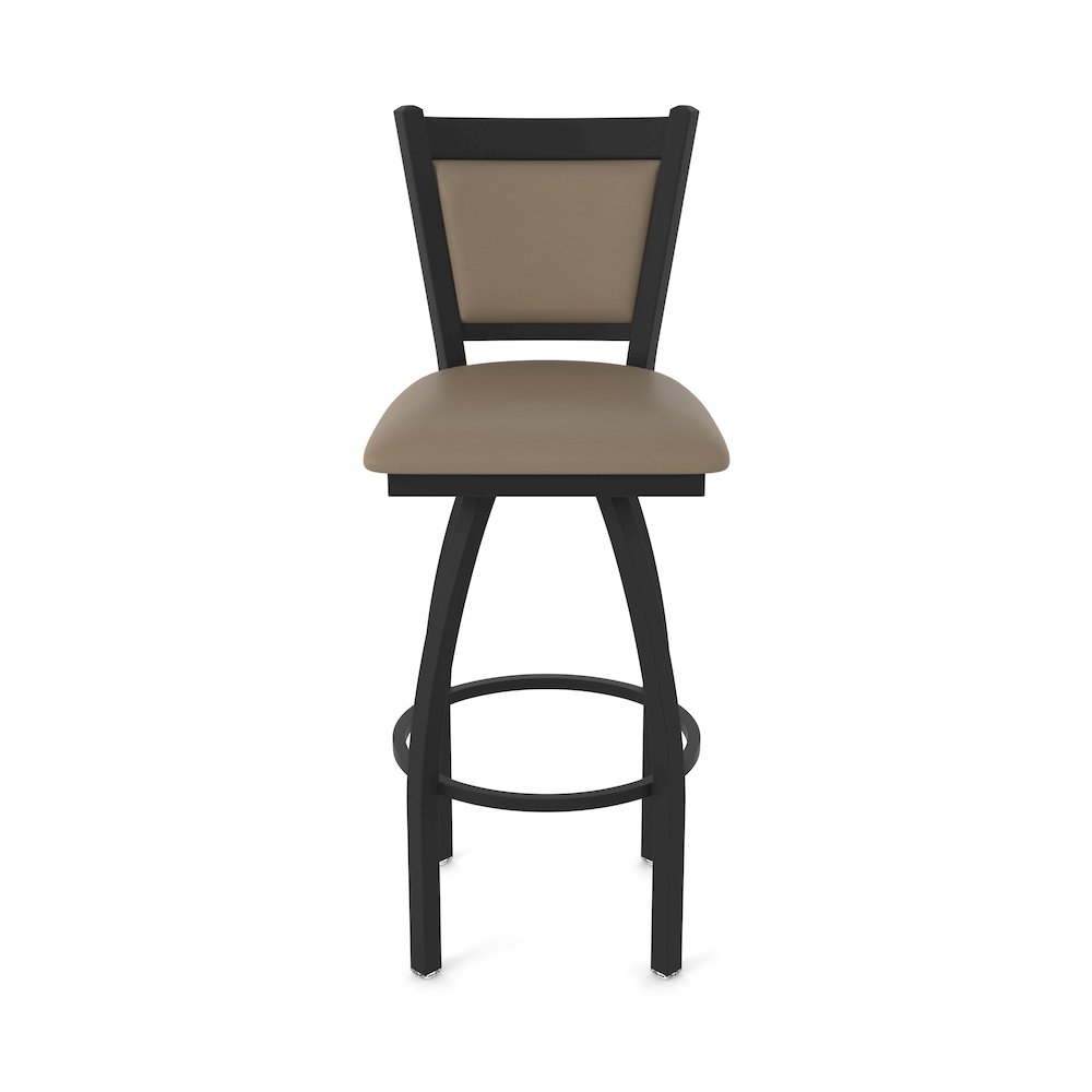 Swivel Counter Stool with Black Wrinkle Finish and Canter Earth Seat and Back. Picture 5
