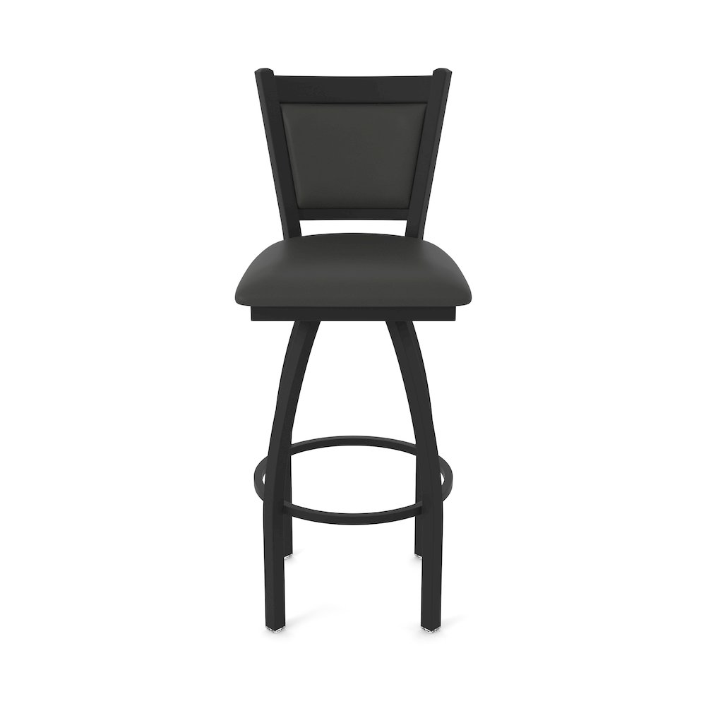 Swivel Counter Stool with Black Wrinkle Finish and Canter Iron Seat and Back. Picture 5