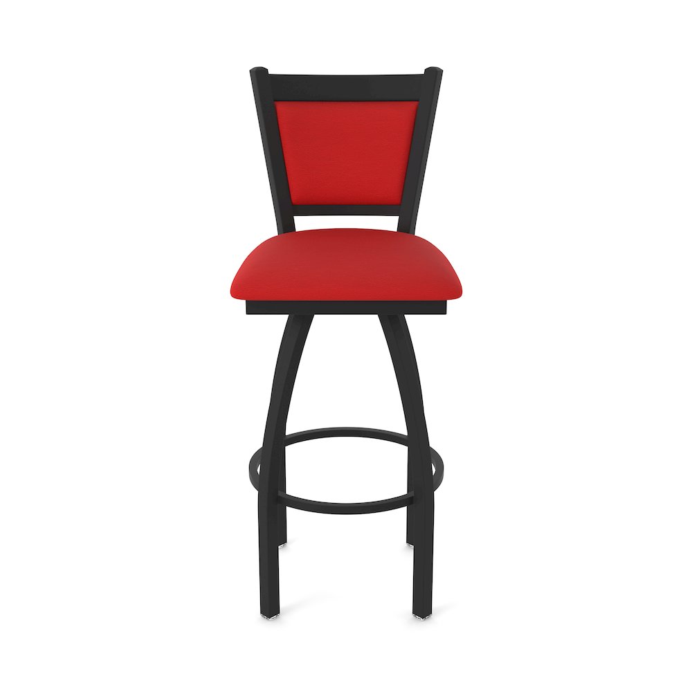 Swivel Counter Stool with Black Wrinkle Finish and Canter Red Seat and Back. Picture 5