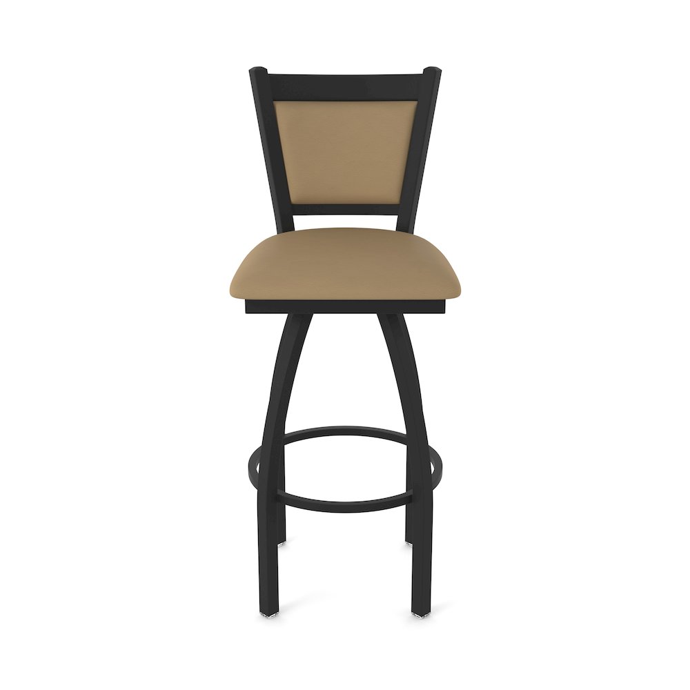 Swivel Counter Stool with Black Wrinkle Finish and Canter Sand Seat and Back. Picture 5