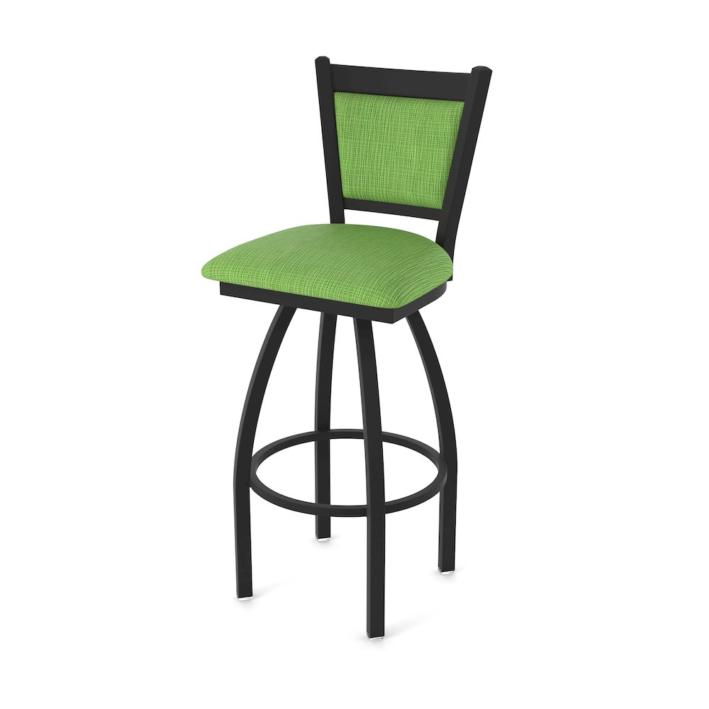 Swivel Counter Stool with Black Wrinkle Finish and Graph Parrot Seat and Back. Picture 1