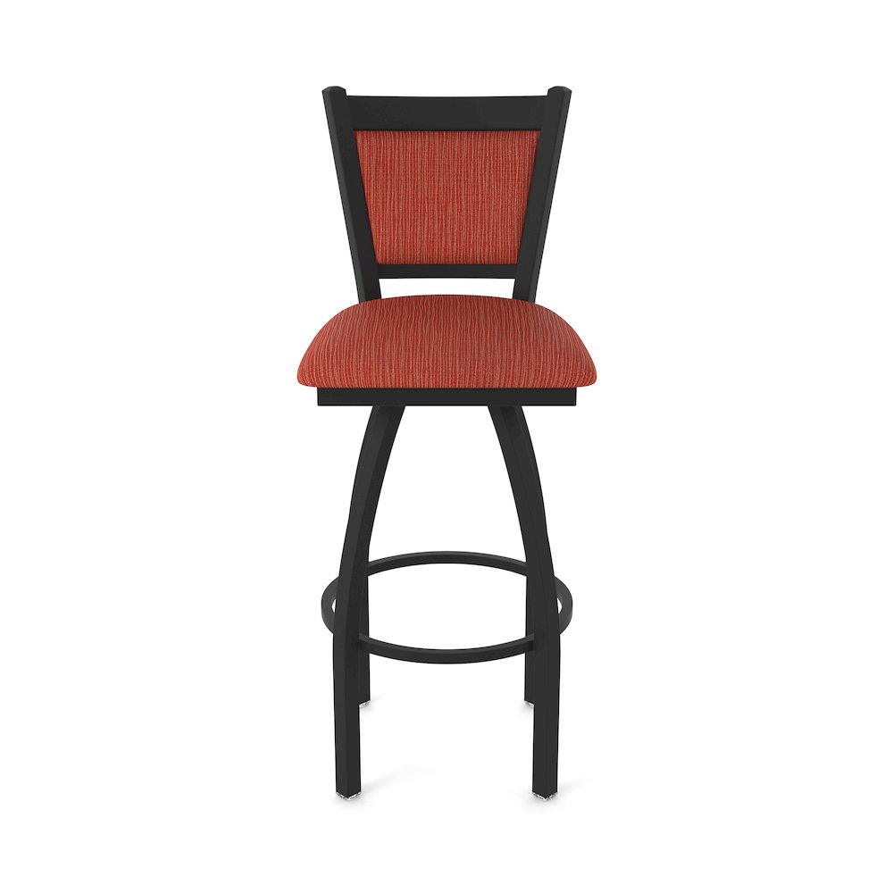 Swivel Counter Stool with Black Wrinkle Finish and Graph Poppy Seat and Back. Picture 5
