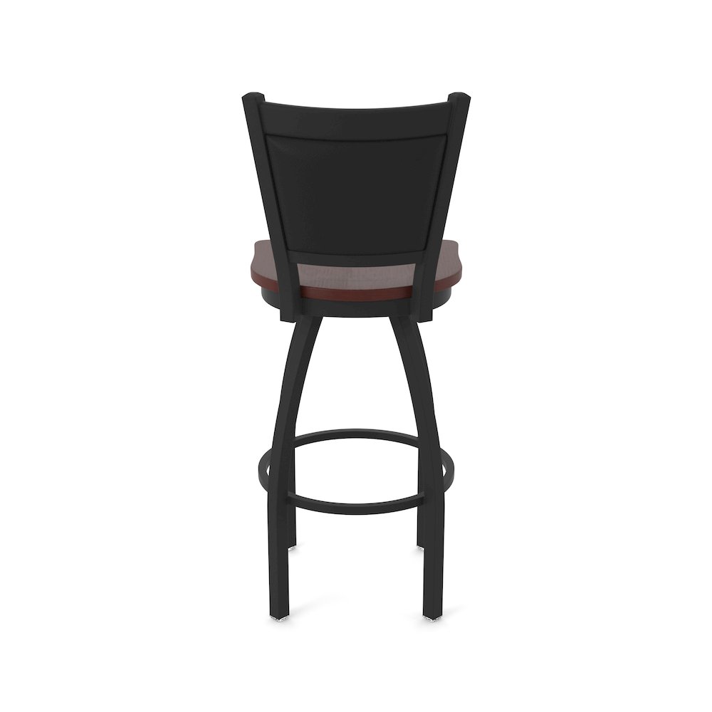 Swivel Counter Stool with Black Wrinkle Finish and Dark Cherry Oak Seat. Picture 6