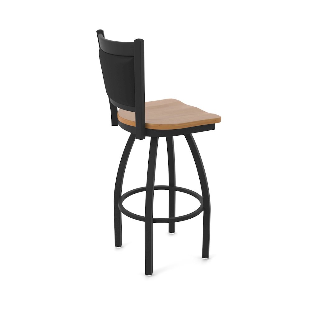 Swivel Counter Stool with Black Wrinkle Finish and Medium Maple Seat. Picture 2