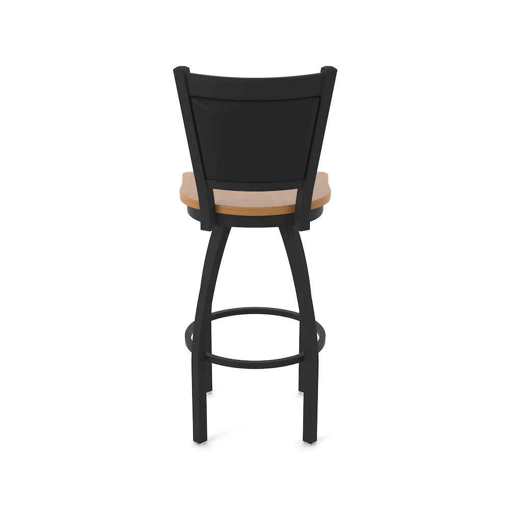 Swivel Counter Stool with Black Wrinkle Finish and Medium Maple Seat. Picture 6