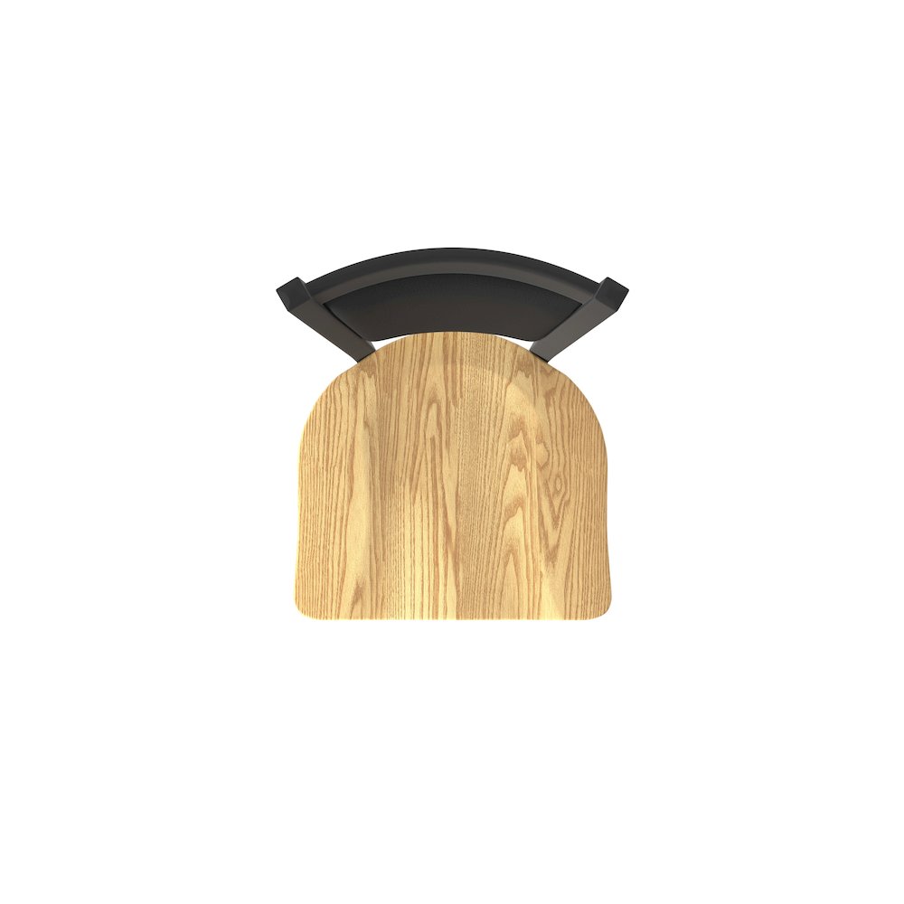 Swivel Counter Stool with Black Wrinkle Finish and Natural Oak Seat. Picture 3