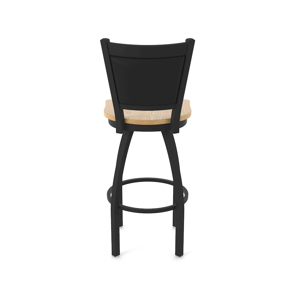 Swivel Counter Stool with Black Wrinkle Finish and Natural Oak Seat. Picture 6