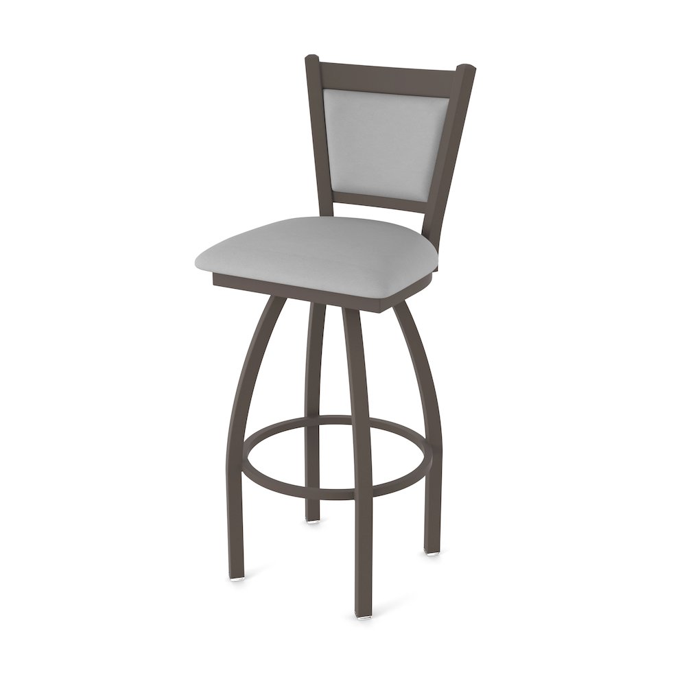 Swivel Counter Stool with Bronze Finish and Canter Folkstone Grey Seat and Back. Picture 1