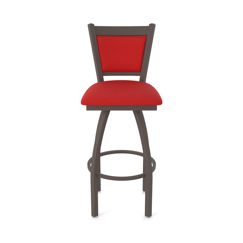Swivel Counter Stool with Bronze Finish and Canter Red Seat and Back. Picture 5