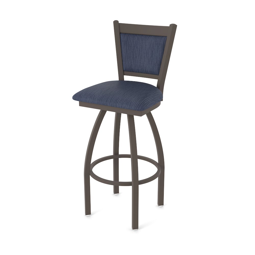 Swivel Counter Stool with Bronze Finish and Graph Anchor Seat and Back. Picture 1