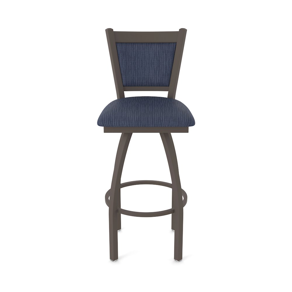 Swivel Counter Stool with Bronze Finish and Graph Anchor Seat and Back. Picture 5