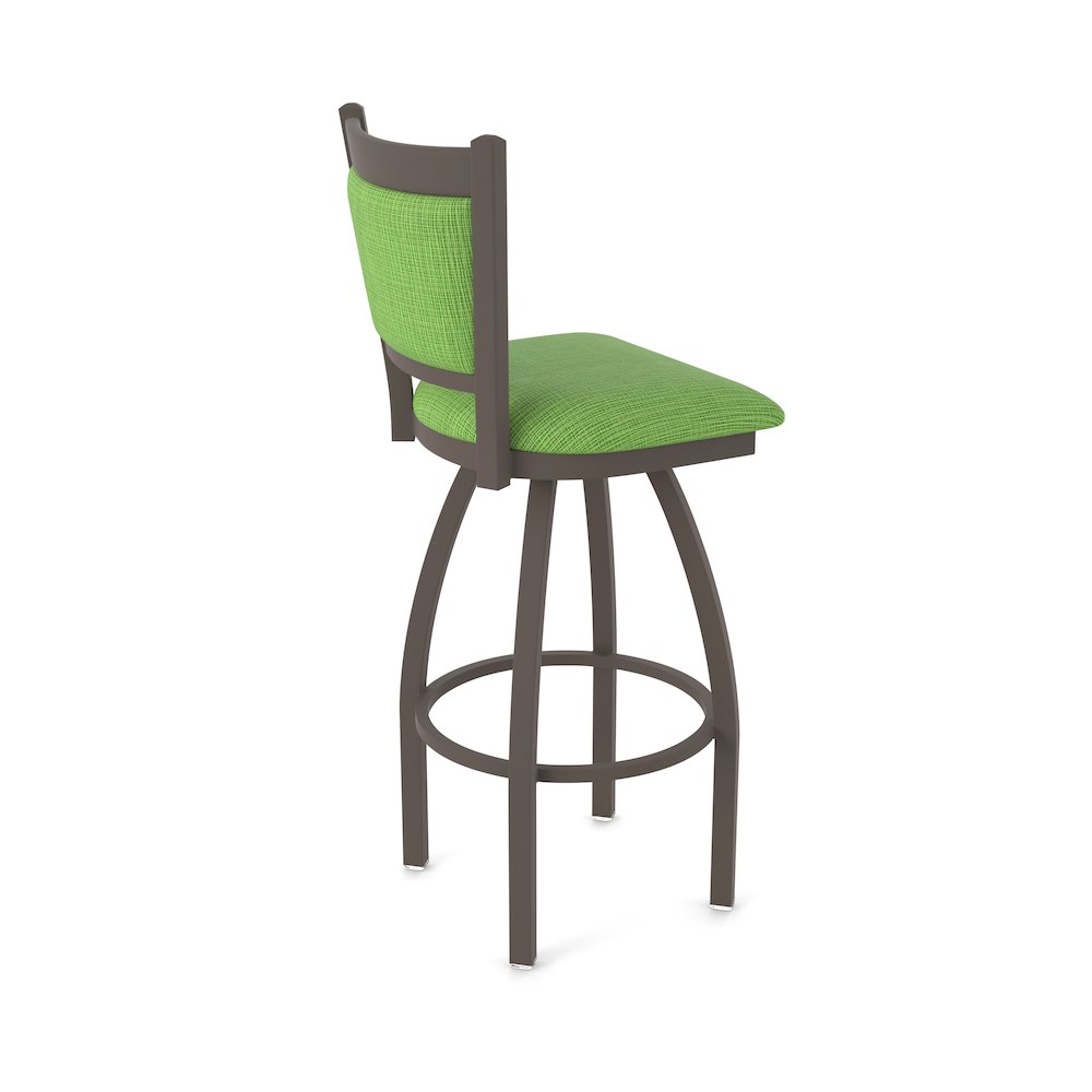 Swivel Counter Stool with Bronze Finish and Graph Parrot Seat and Back. Picture 2