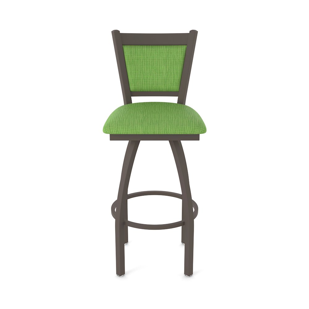 Swivel Counter Stool with Bronze Finish and Graph Parrot Seat and Back. Picture 5