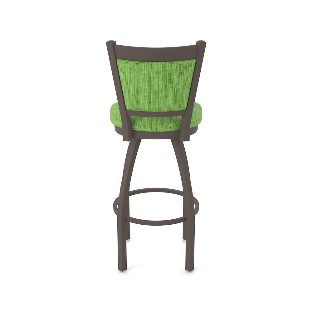 Swivel Counter Stool with Bronze Finish and Graph Parrot Seat and Back. Picture 6