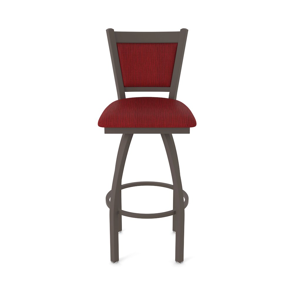 Swivel Counter Stool with Bronze Finish and Graph Ruby Seat and Back. Picture 5