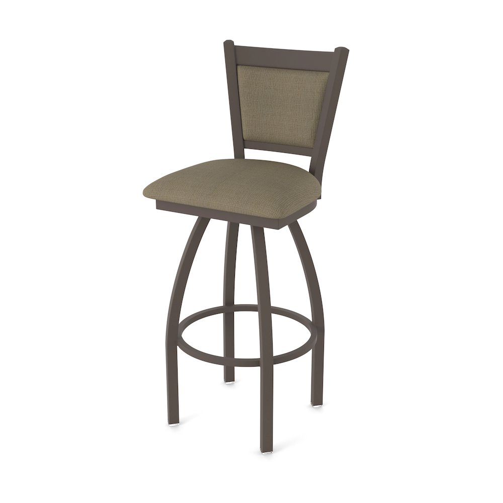 Swivel Counter Stool with Bronze Finish and Graph Cork Seat and Back. Picture 1