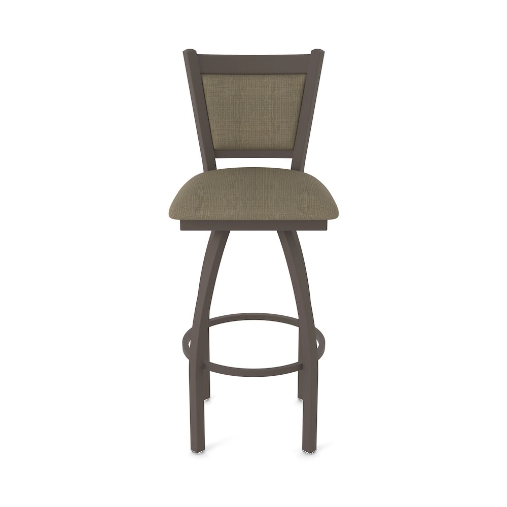 Swivel Counter Stool with Bronze Finish and Graph Cork Seat and Back. Picture 5