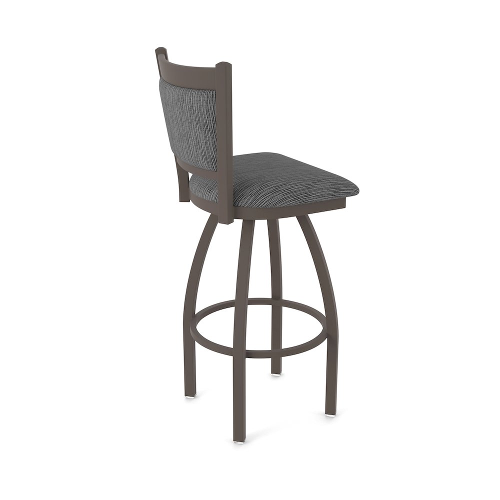 Swivel Counter Stool with Bronze Finish and Graph Coal Seat and Back. Picture 2