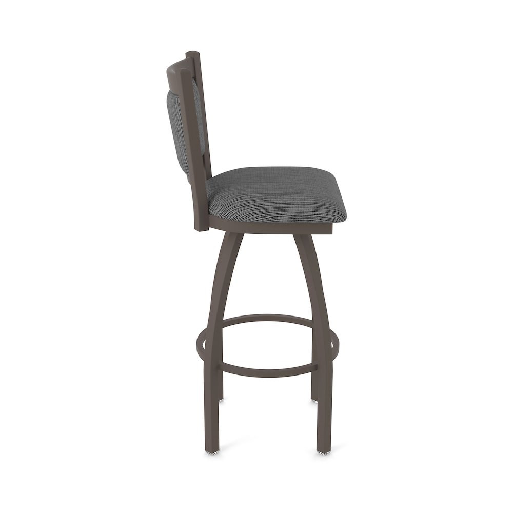 Swivel Counter Stool with Bronze Finish and Graph Coal Seat and Back. Picture 4