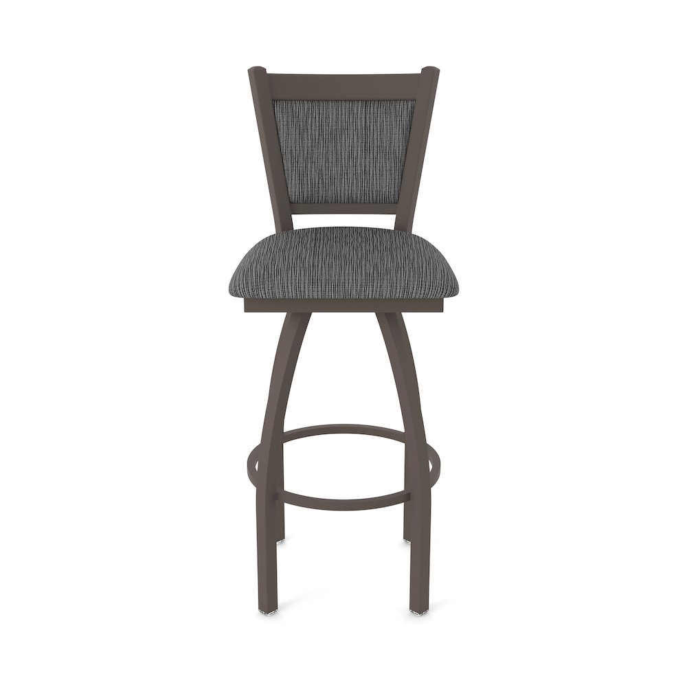Swivel Counter Stool with Bronze Finish and Graph Coal Seat and Back. Picture 5