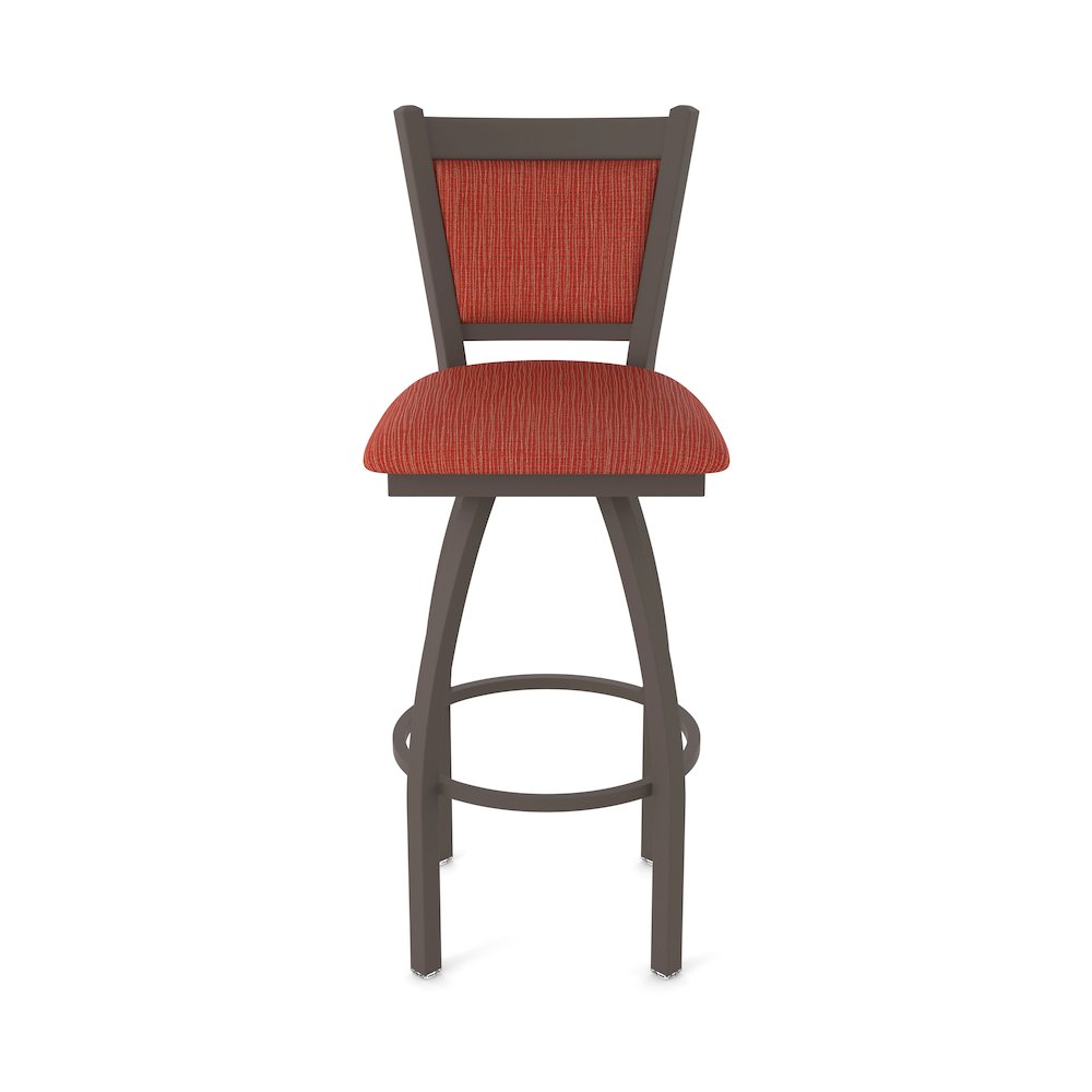 Swivel Counter Stool with Bronze Finish and Graph Poppy Seat and Back. Picture 5