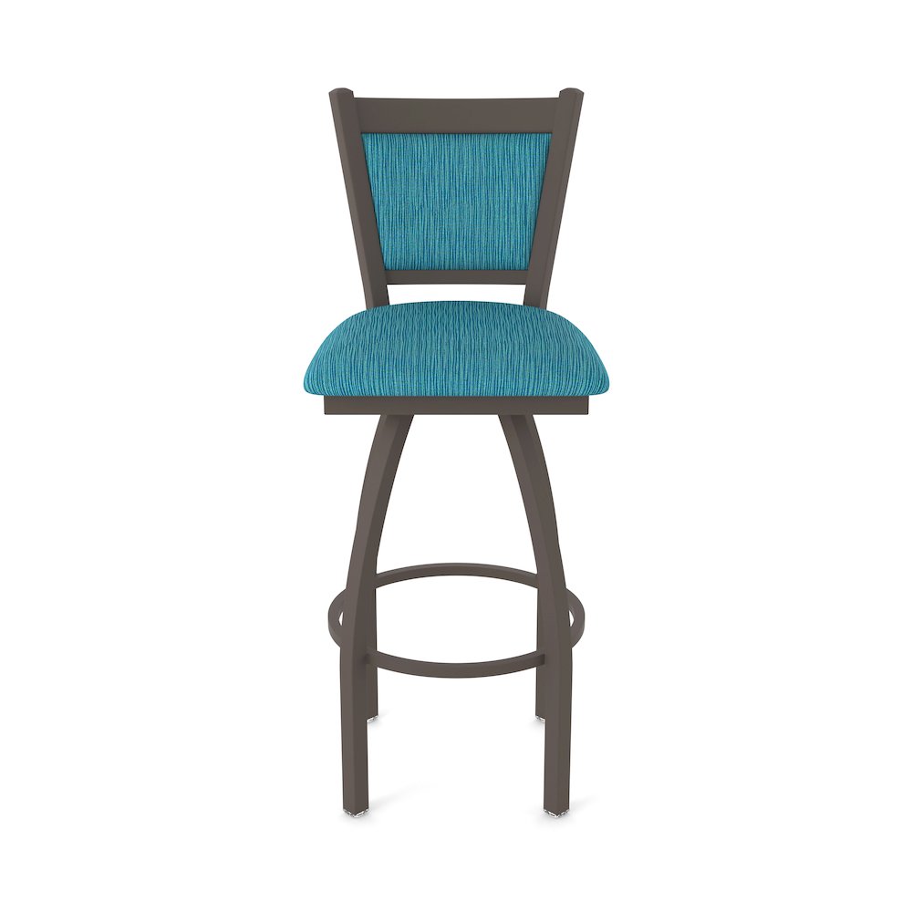Swivel Counter Stool with Bronze Finish and Graph Tidal Seat and Back. Picture 5