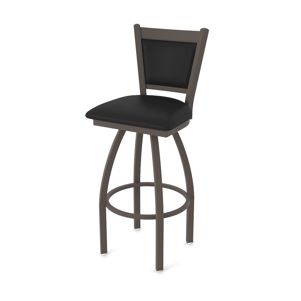Swivel Counter Stool with Bronze Finish and Black Vinyl Seat and Back. Picture 1
