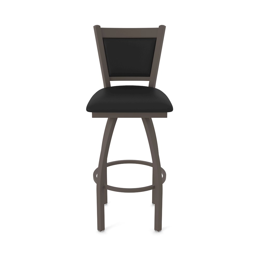 Swivel Counter Stool with Bronze Finish and Black Vinyl Seat and Back. Picture 5