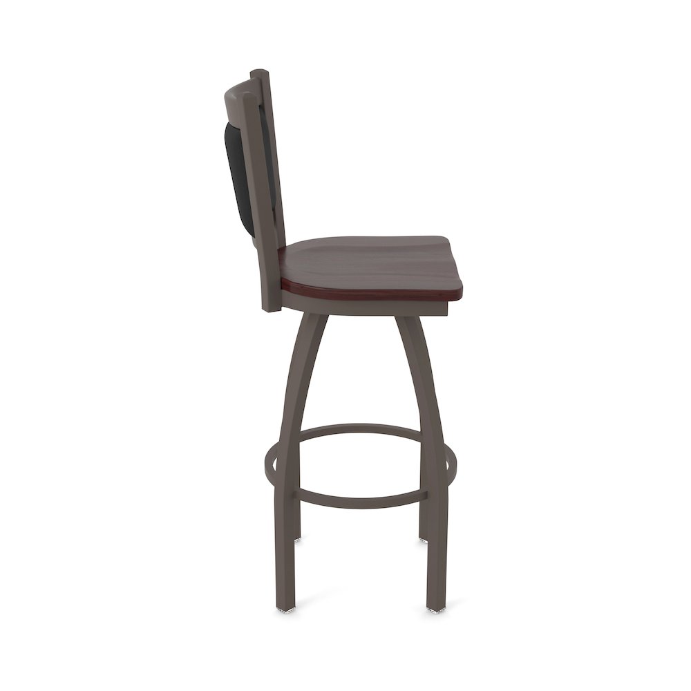 Swivel Counter Stool with Bronze Finish and Dark Cherry Maple Seat. Picture 4