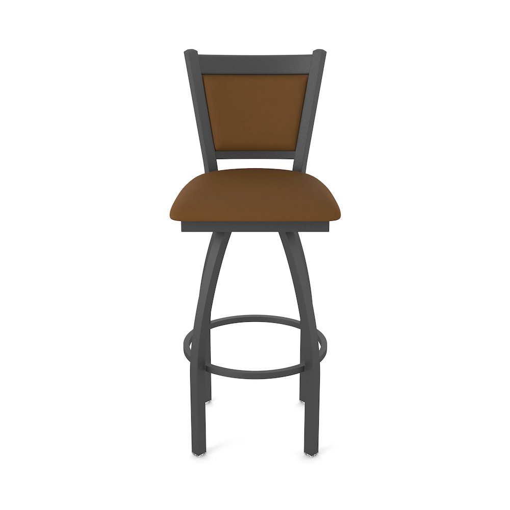 Swivel Counter Stool with Pewter Finish and Canter Thatch Seat and Back. Picture 5