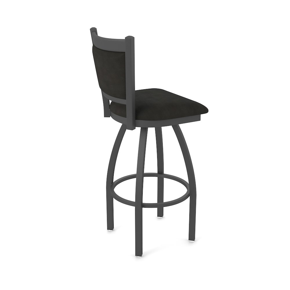 Swivel Counter Stool with Pewter Finish and Canter Espresso Seat and Back. Picture 2