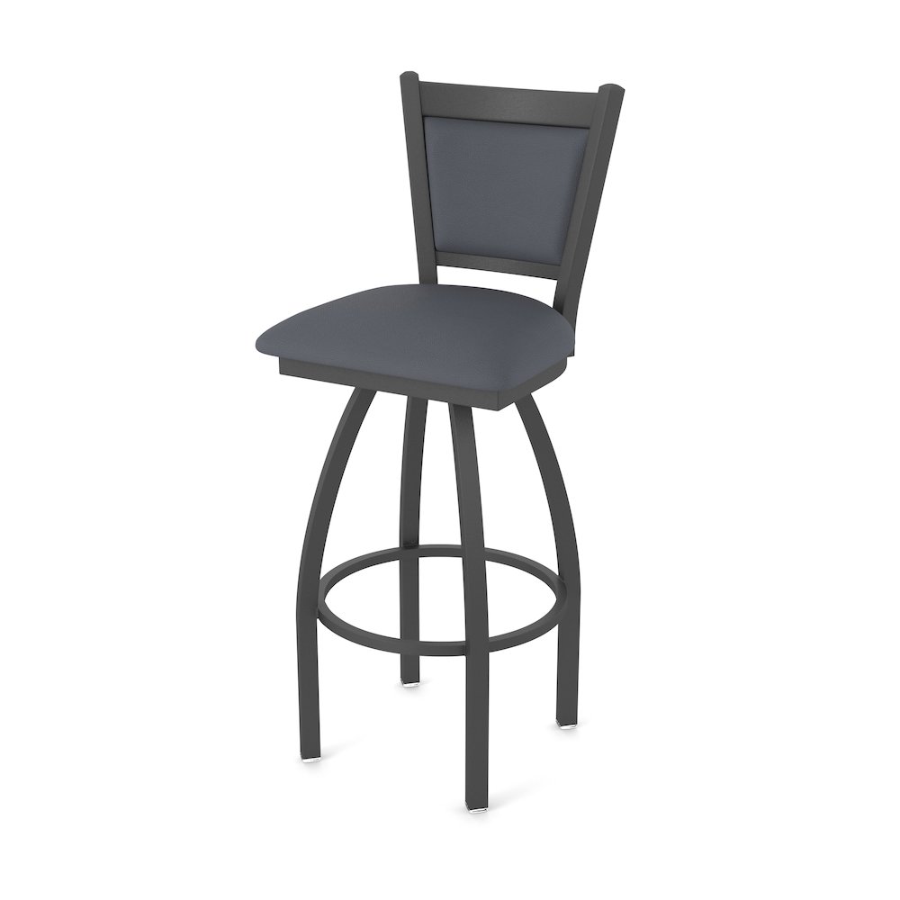 Swivel Counter Stool with Pewter Finish and Canter Storm Seat and Back. Picture 1