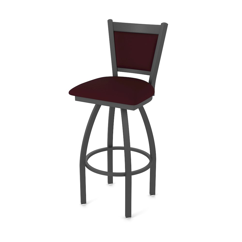 Swivel Counter Stool with Pewter Finish and Canter Bordeaux Seat and Back. Picture 1