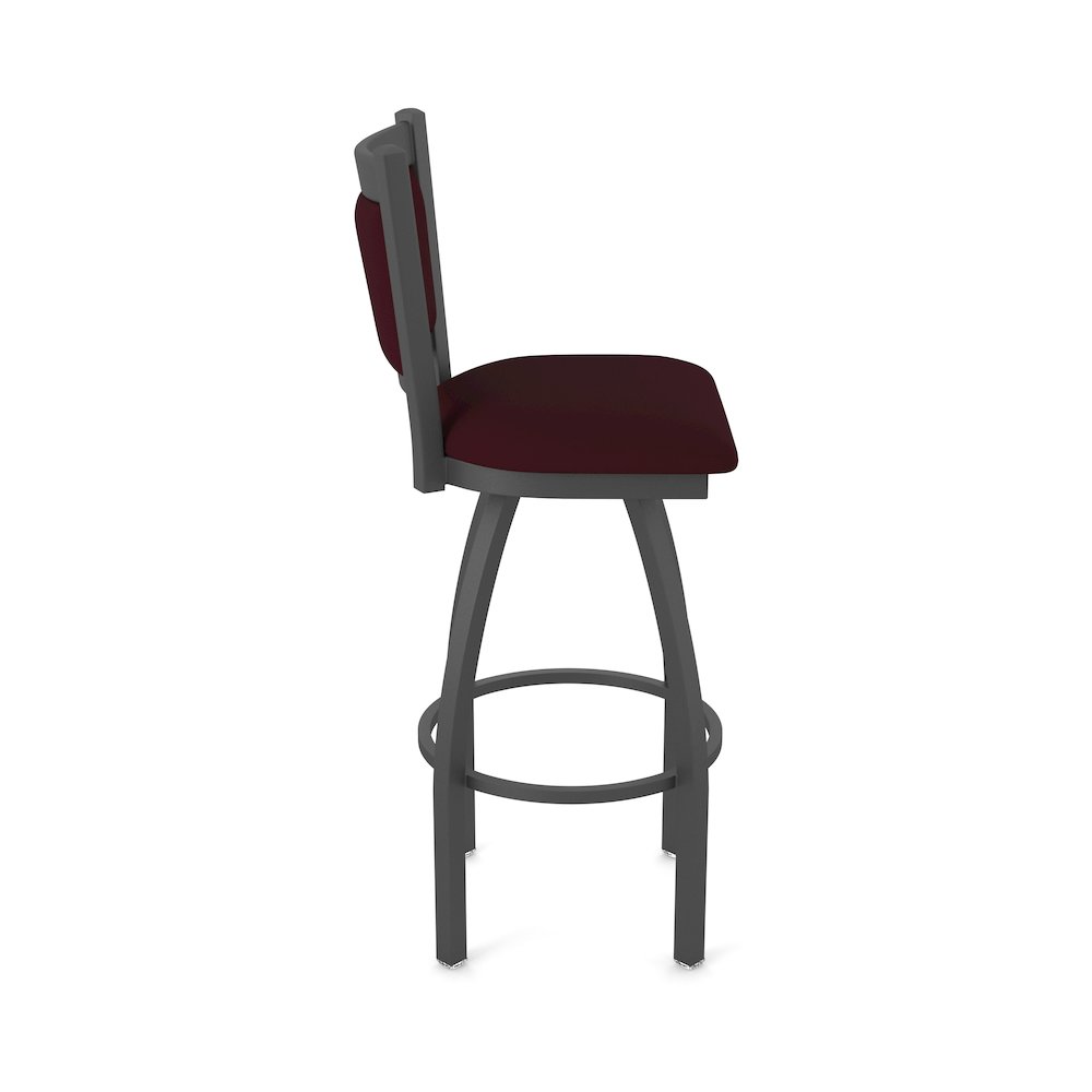 Swivel Counter Stool with Pewter Finish and Canter Bordeaux Seat and Back. Picture 4