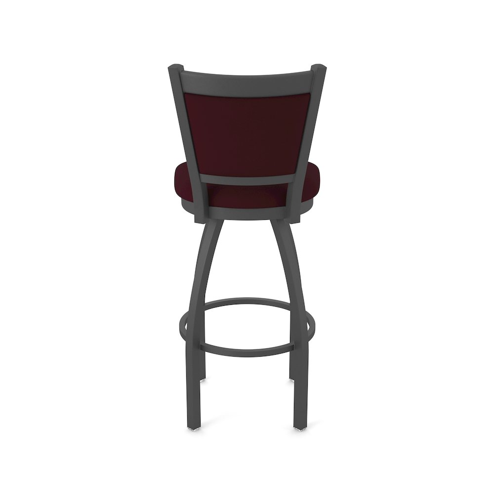 Swivel Counter Stool with Pewter Finish and Canter Bordeaux Seat and Back. Picture 6