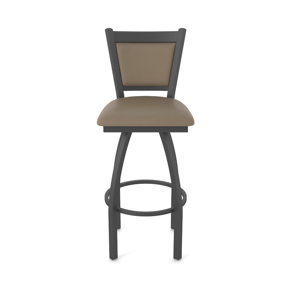 Swivel Counter Stool with Pewter Finish and Canter Earth Seat and Back. Picture 5