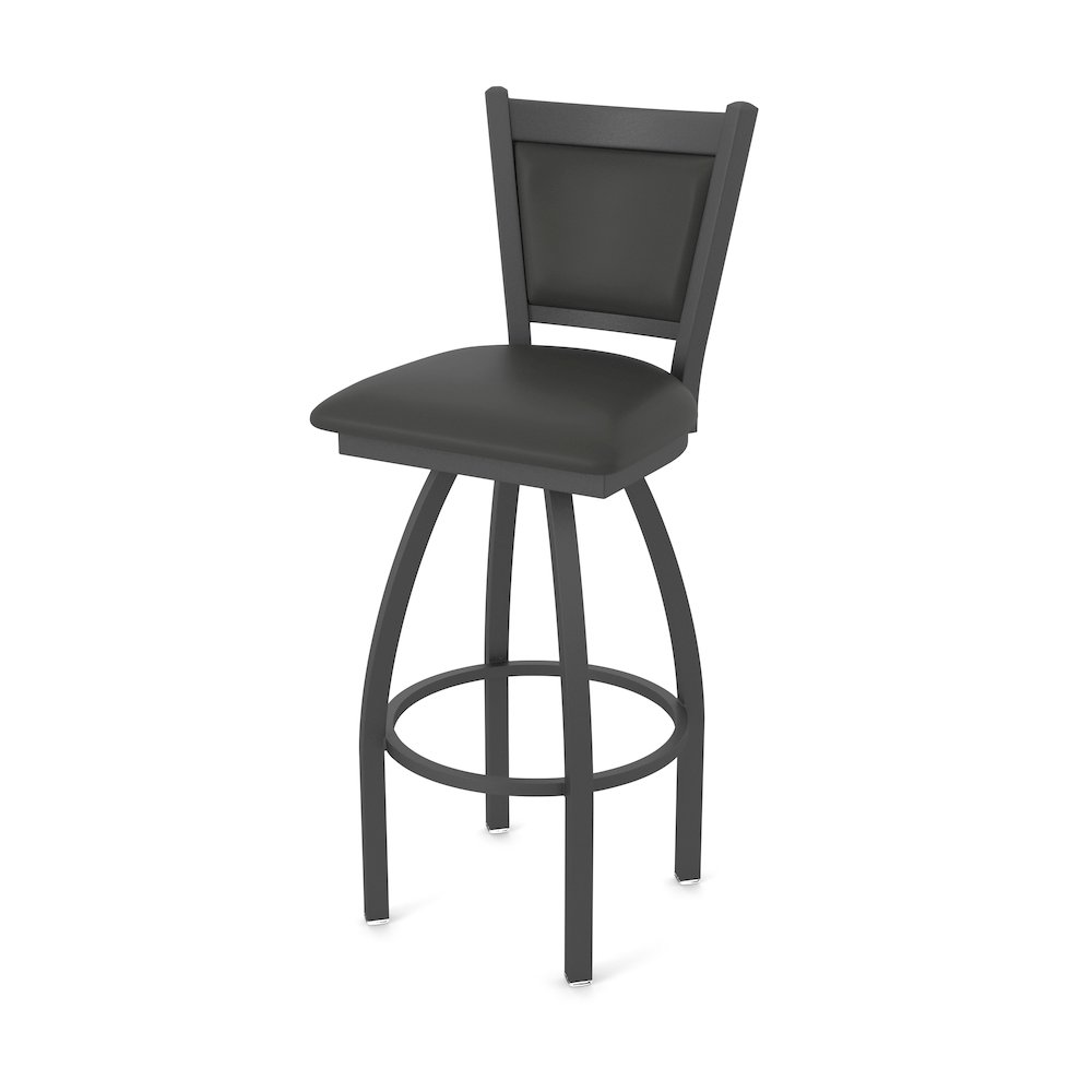 Swivel Counter Stool with Pewter Finish and Canter Iron Seat and Back. Picture 1
