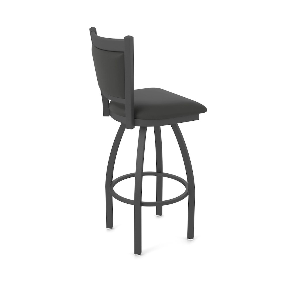 Swivel Counter Stool with Pewter Finish and Canter Iron Seat and Back. Picture 2
