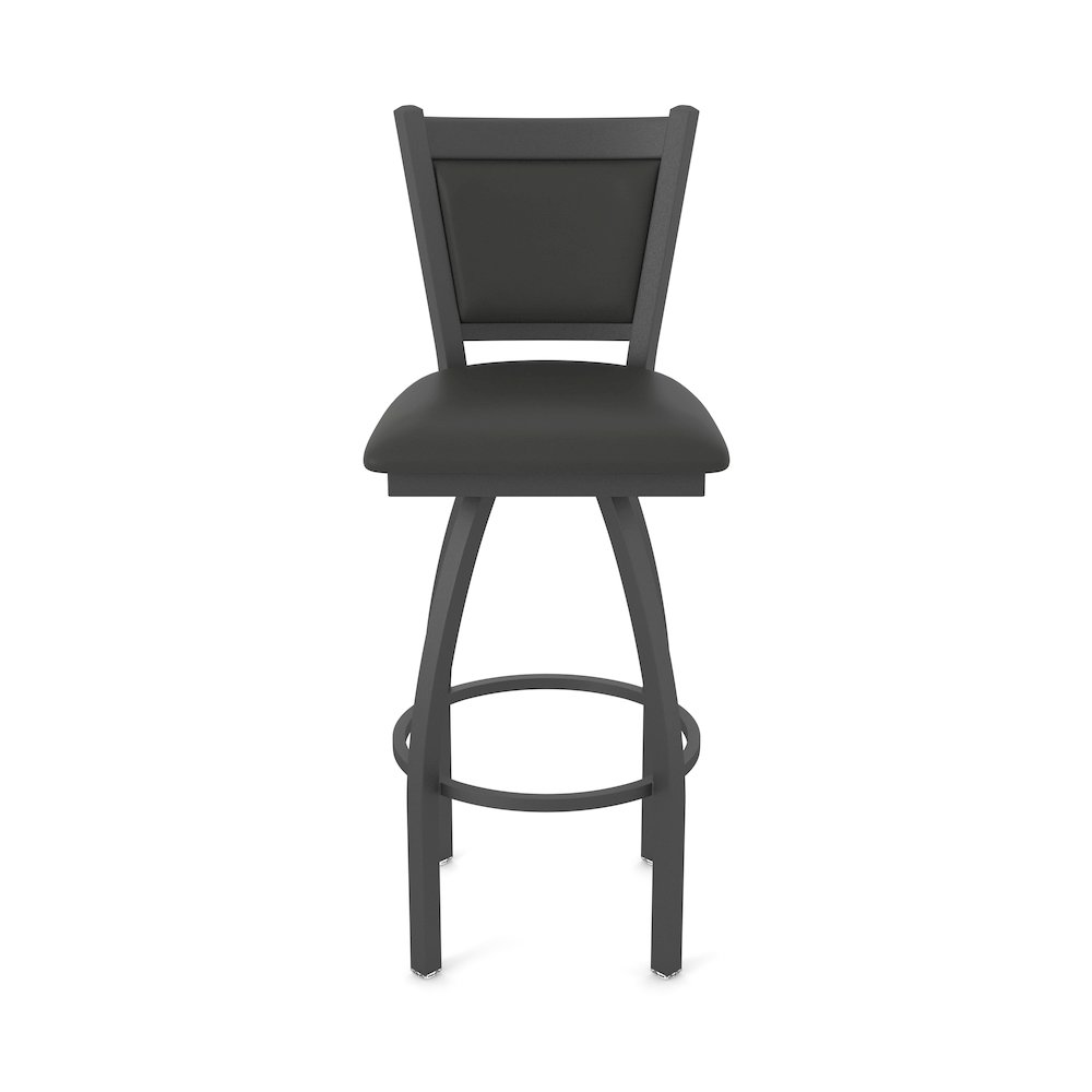 Swivel Counter Stool with Pewter Finish and Canter Iron Seat and Back. Picture 5