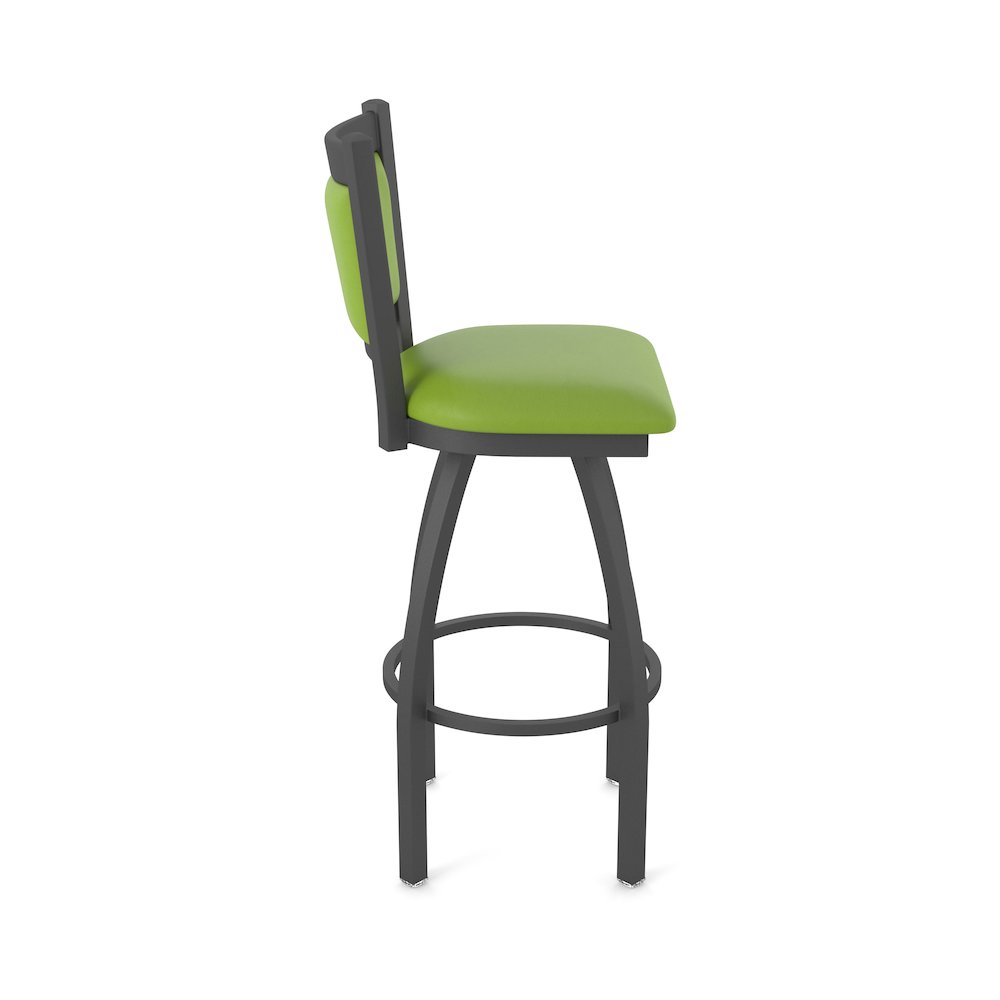 Swivel Counter Stool with Pewter Finish and Canter Kiwi Green Seat and Back. Picture 4