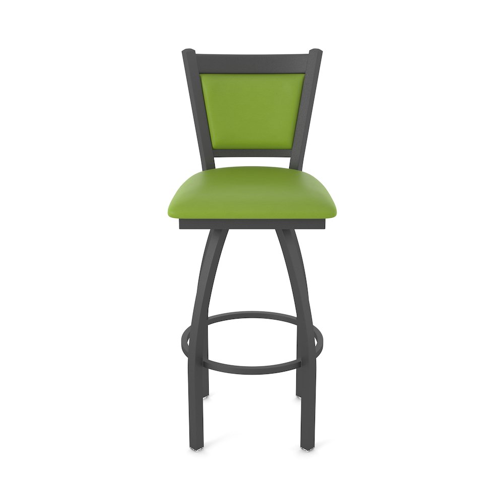 Swivel Counter Stool with Pewter Finish and Canter Kiwi Green Seat and Back. Picture 5