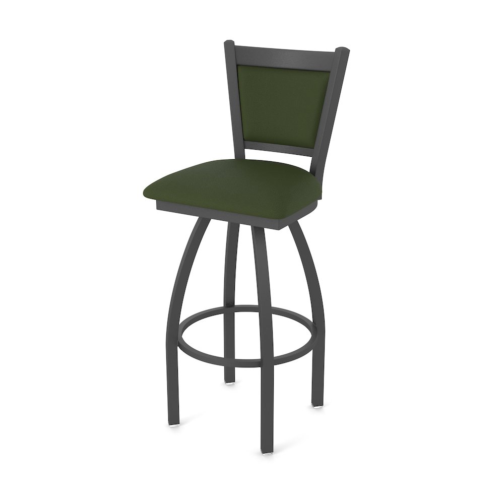 Swivel Counter Stool with Pewter Finish and Canter Pine Seat and Back. Picture 1